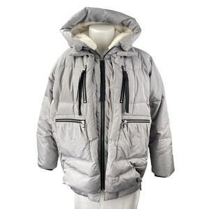 Orolay Women's Gray Full Zip Hooded Thickened Down Puffer Coat Jacket Size XL